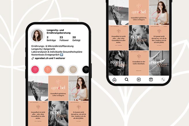 Premium Brand Design, agerebel, Ernährungsberatung. Instagram-Feed
