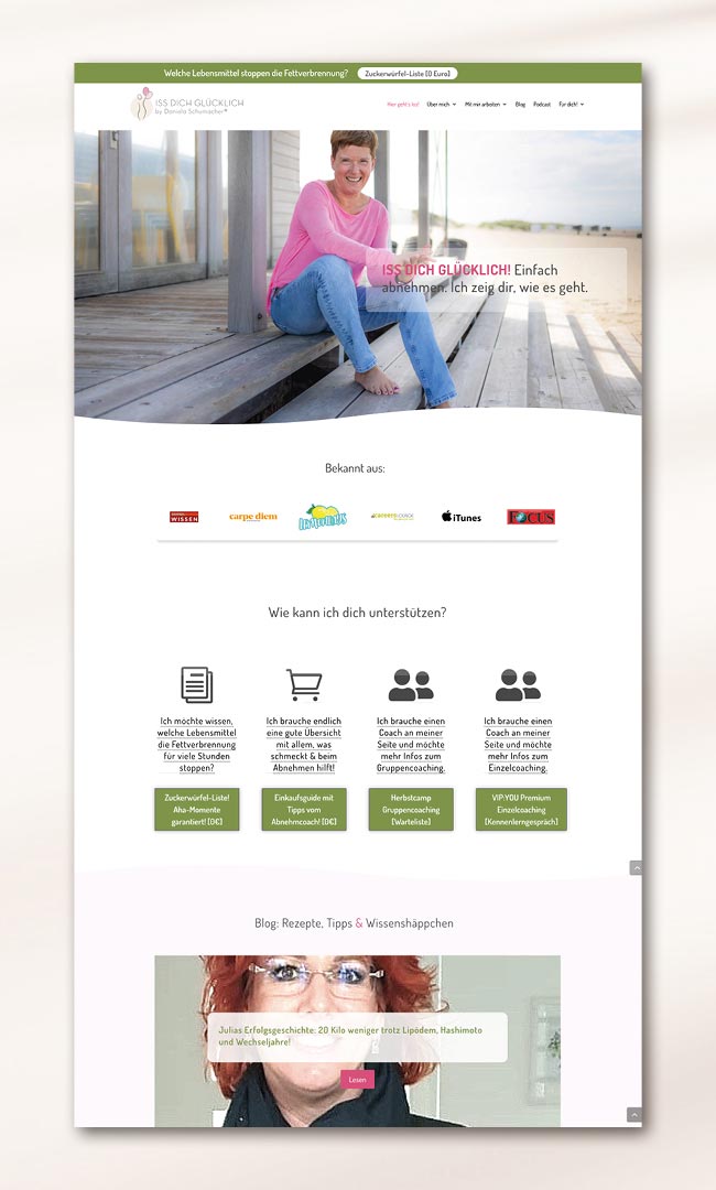 Website Relaunch – alte Version. Beispiel Ernährungscoach