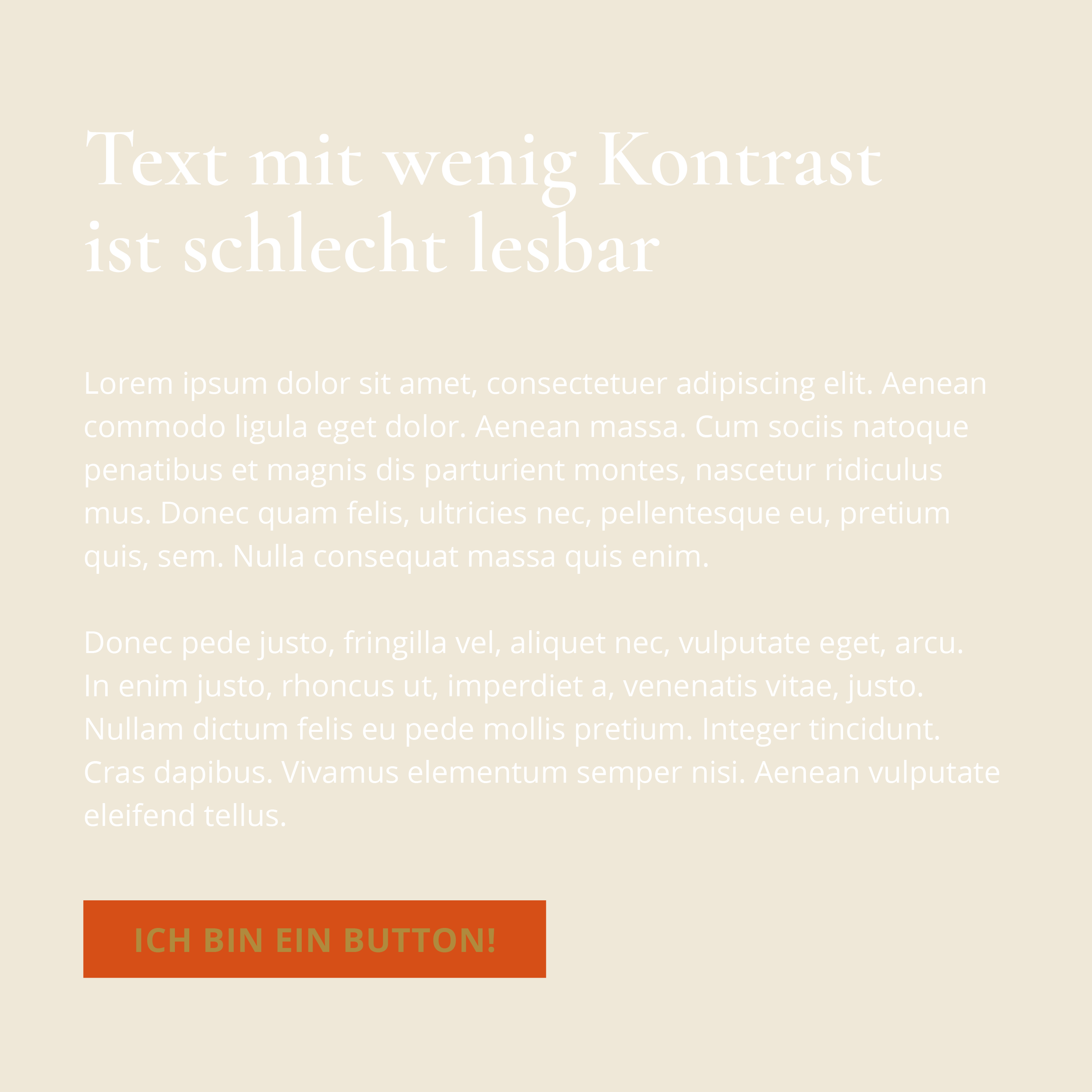 Typografie im Branding. Beispiel schlechter Kontrast, Barrierefreiheit