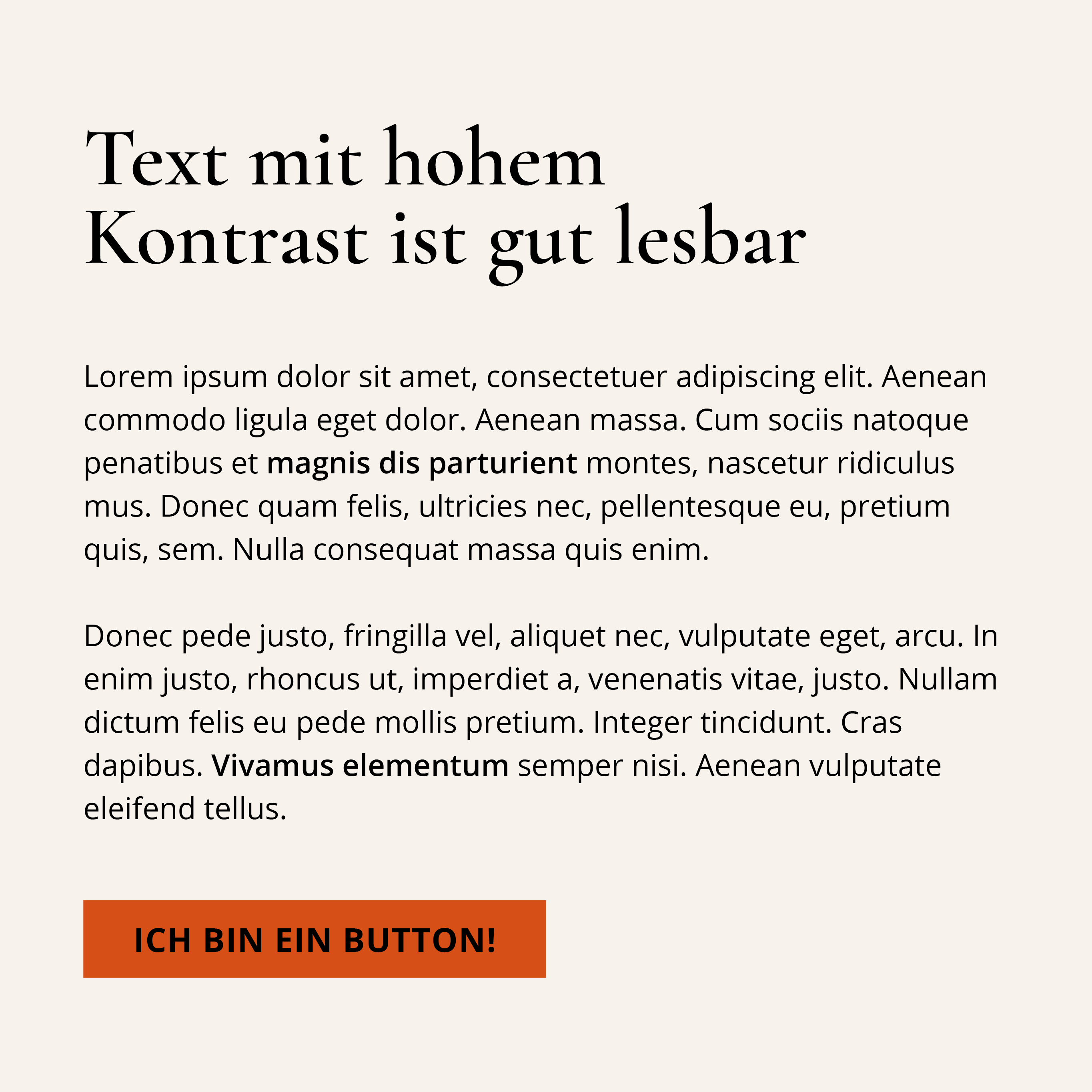 Typografie im Branding. Beispiel guter Kontrast, Barrierefreiheit