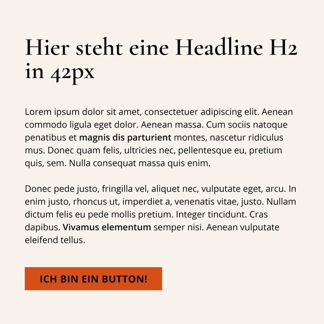 Typografie im Branding. Beispiel Schriftgrößen, Headline, Fließtext