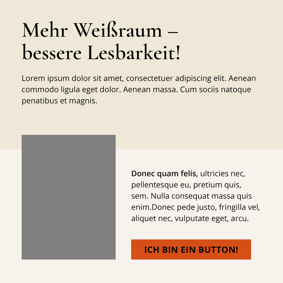 Typografie im Branding. Beispiel mehr Weißraum und bessere Lesbarkeit