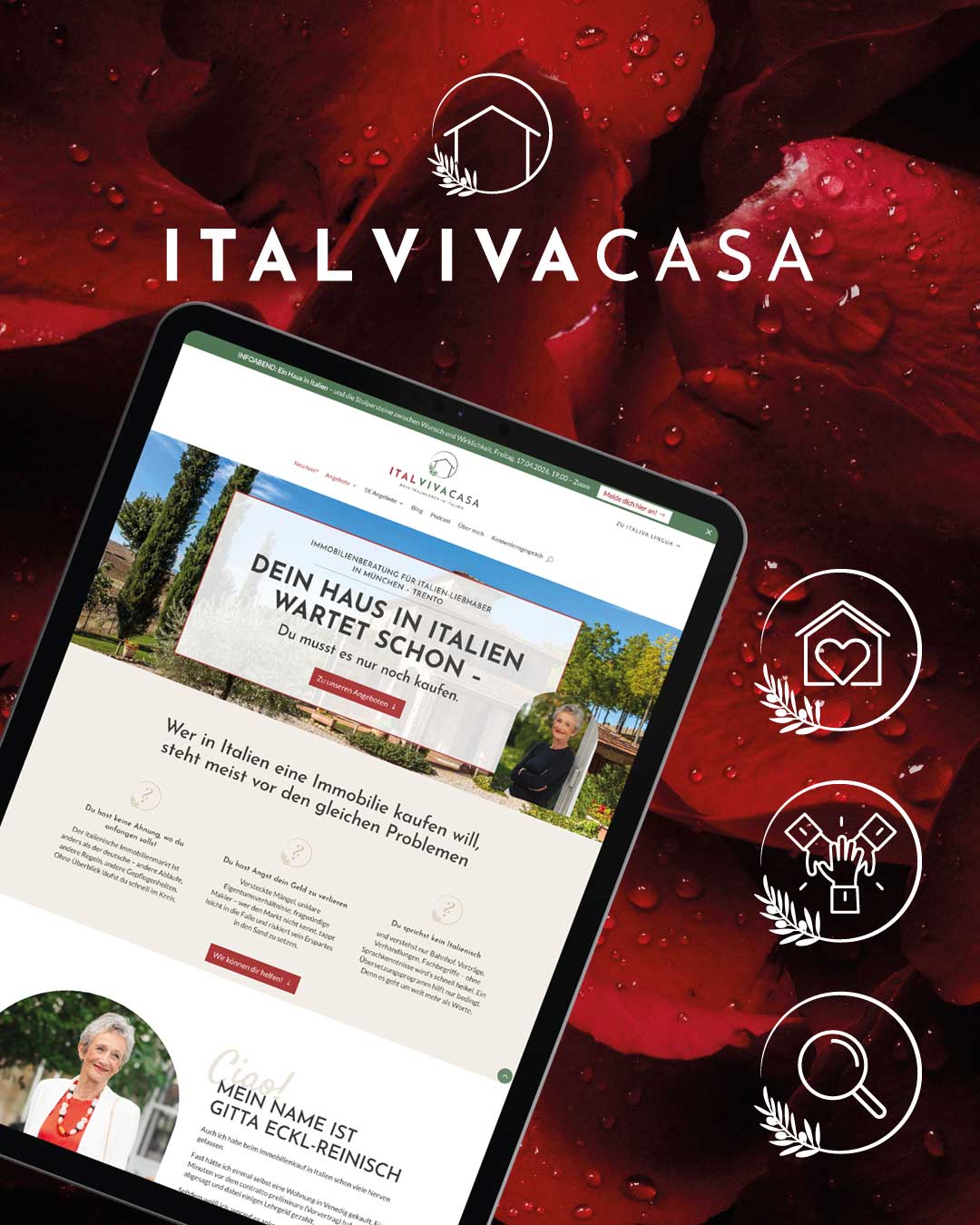 Markenrelaunch Immobilienberatung. Website & Icons