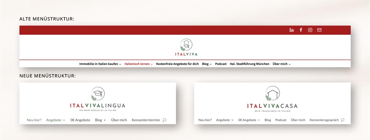 Website Relaunch – neue Menüstruktur Themenbereiche